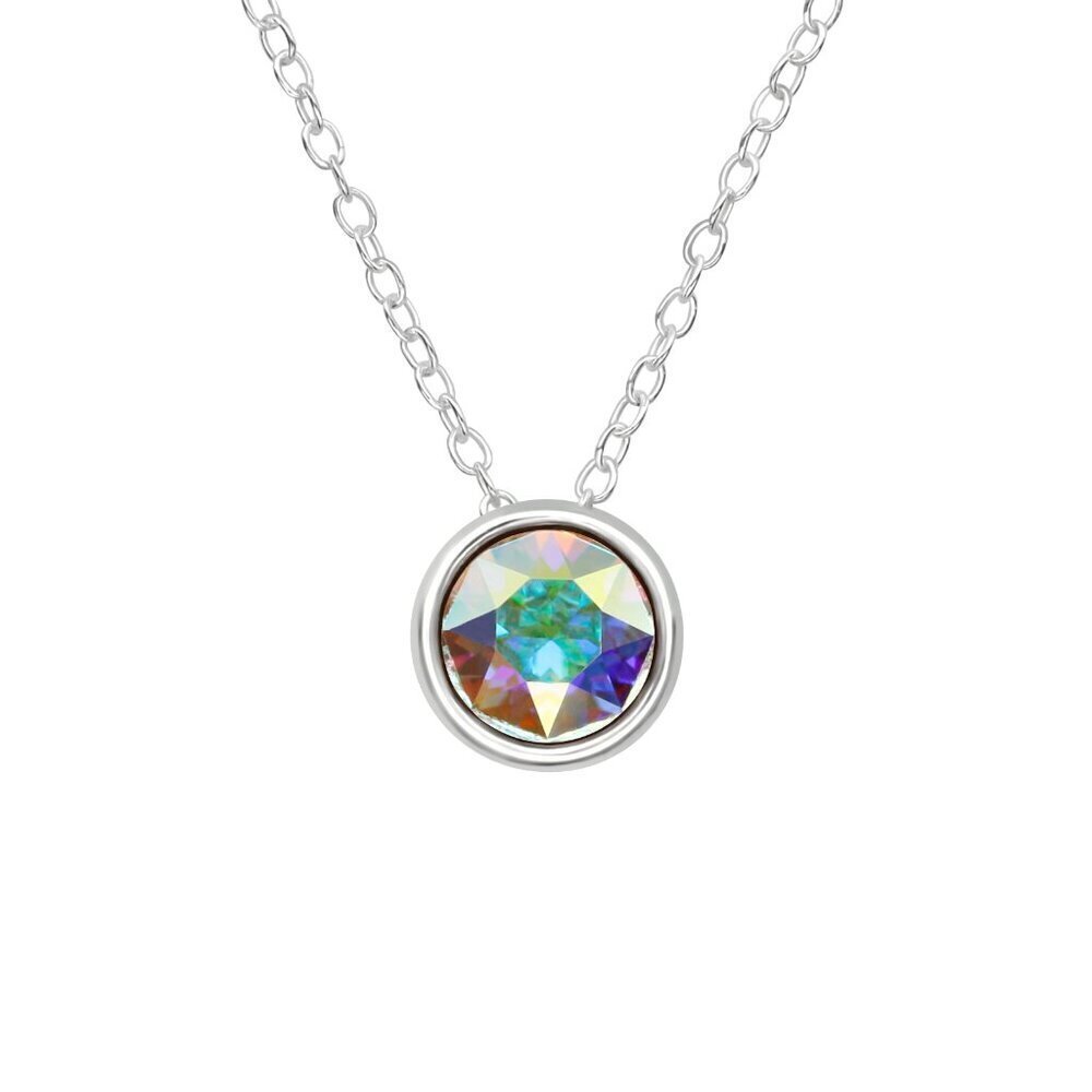 Sterling Silver Round Crystal Pendant Necklace